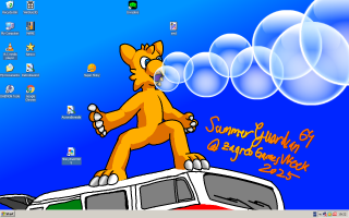 Wallpaper of Shiny the Scalefloof bubbleshoots on top of RetroInfo's van